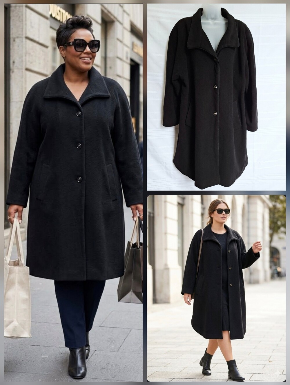 💙dennis basso >>>mid-length Coat Wool Cashmere Blend🤍2X